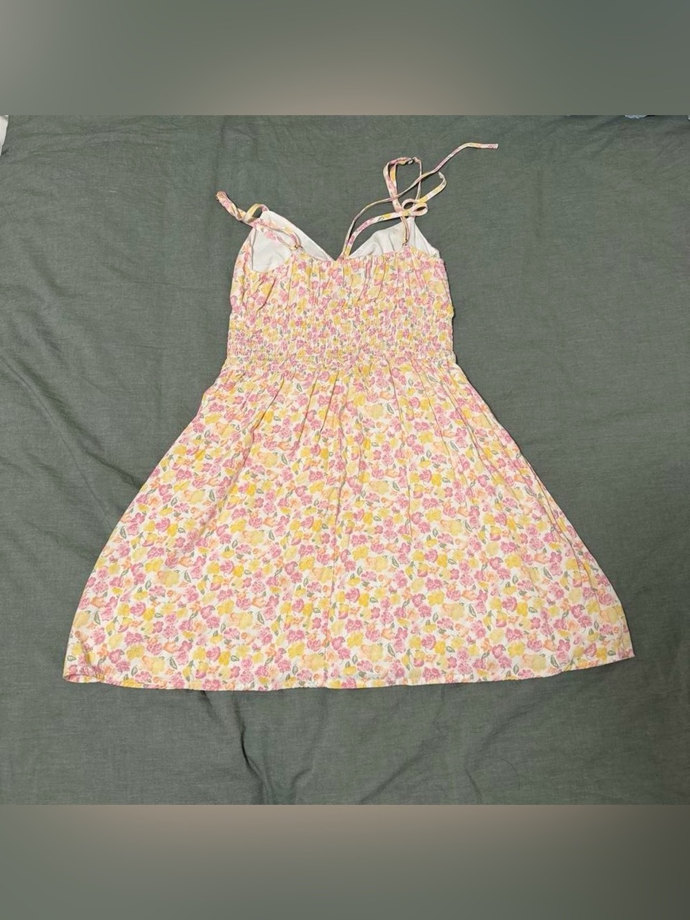 Hollister Pink & Yellow Floral Sundress with Smocked Bodice